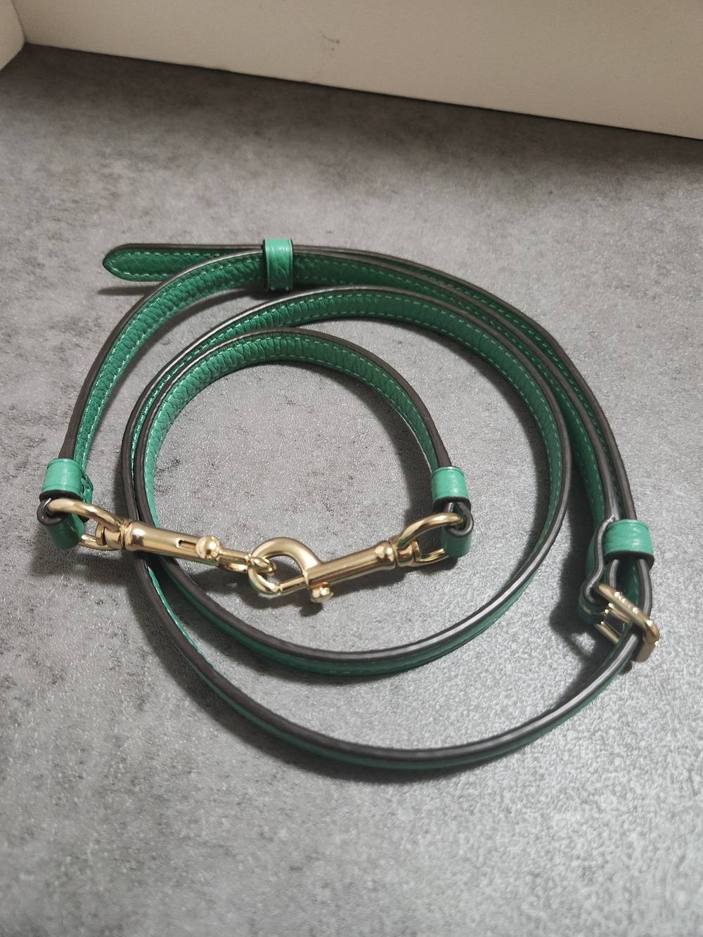 Green Leather Replacement Crossbody Handbag Strap with Gold-tone Hardware
